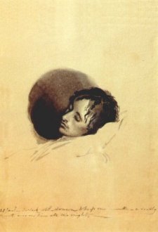 sketch of Keats on his deathbed by Joseph Severn