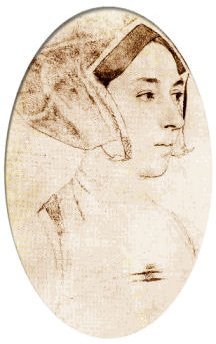 Sepia-tinged sketch of Anne Boleyn by Hans Holbein the Younger