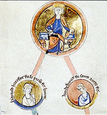 Canute, king of England, Denmark, and Norway, and his sons Harald Harefoot and Harthacnut