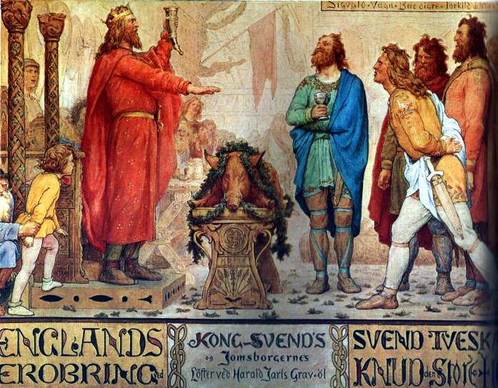 Sweyn and the Jomsvikings at the funeral ale of his father Harald Bluetooth