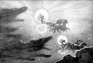 The Wolves Pursuing Sol and Mani (the sun and the moon)
